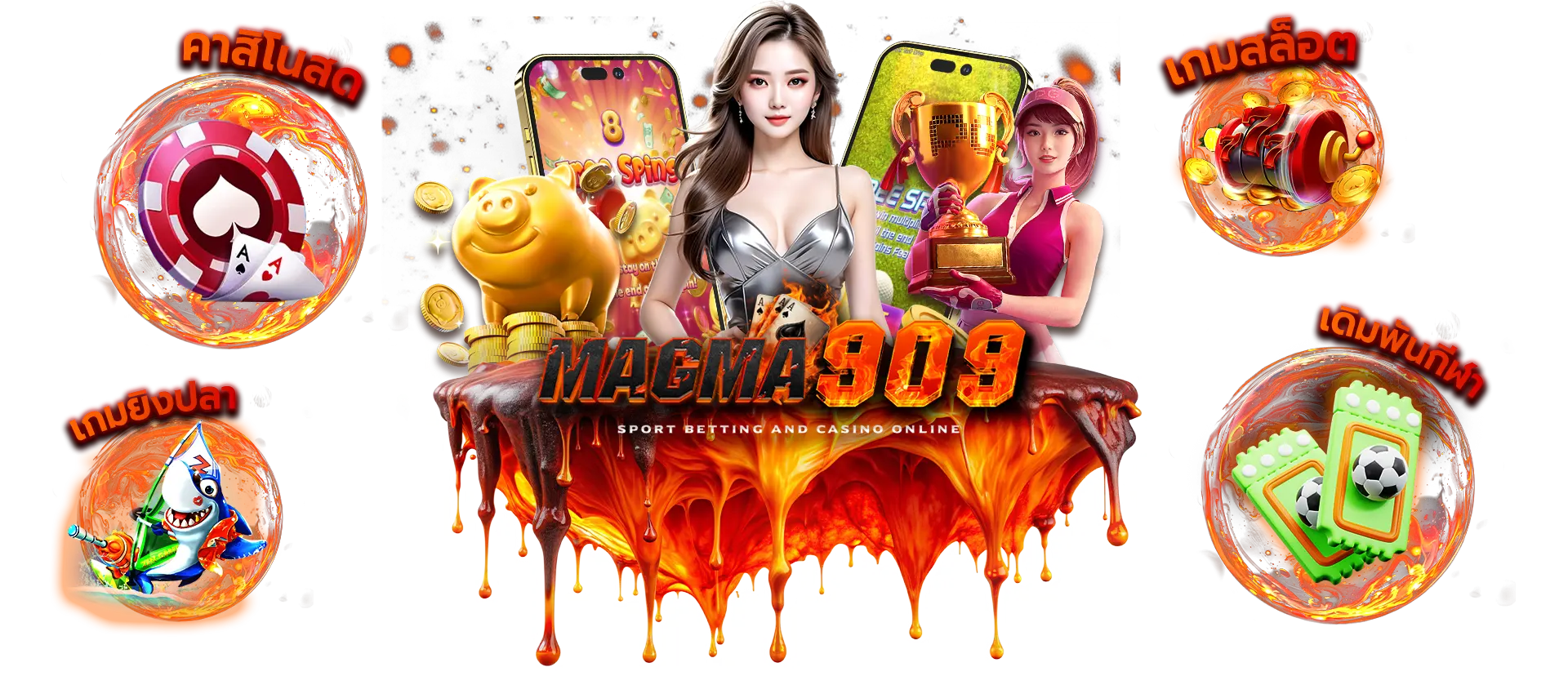 Magma909 แบนเนอร์รวมเกมสล็อตแตกง่าย ค่ายดังครบทุกแบรนด์